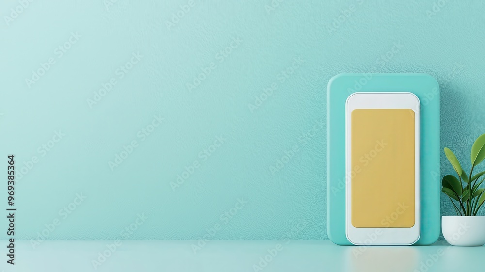 A modern smartphone mockup on a pastel background, showcasing a clean and minimalistic design with a touch of greenery. A modern smartphone mockup on a pastel background, showcasing a clean and minimalistic design with a touch of greenery.