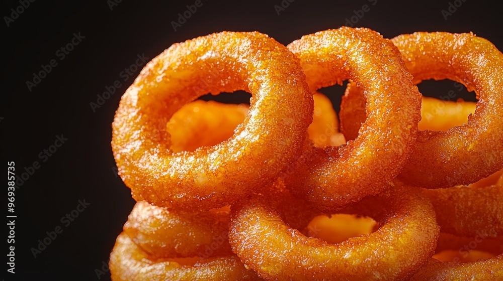 Fried calamari rings in deep bronze tone Fried calamari rings in deep bronze tone