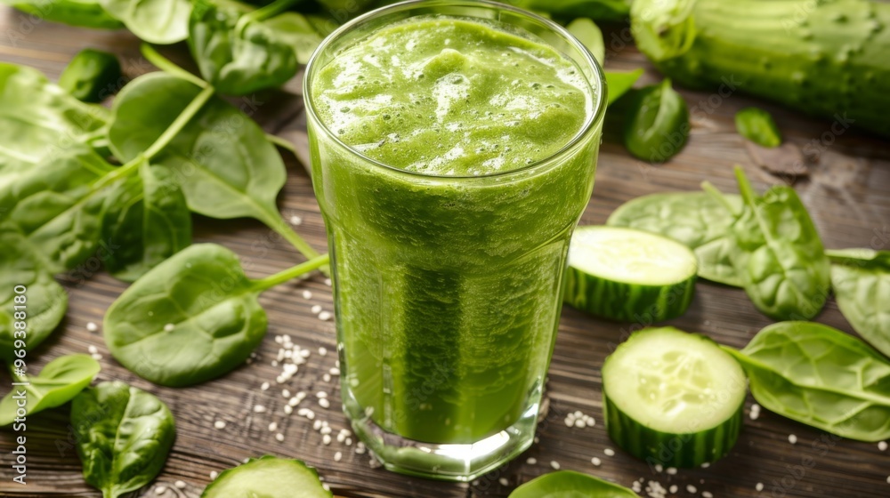 Green smoothie cocktail background illustration generated by ai Green smoothie cocktail background illustration generated by ai