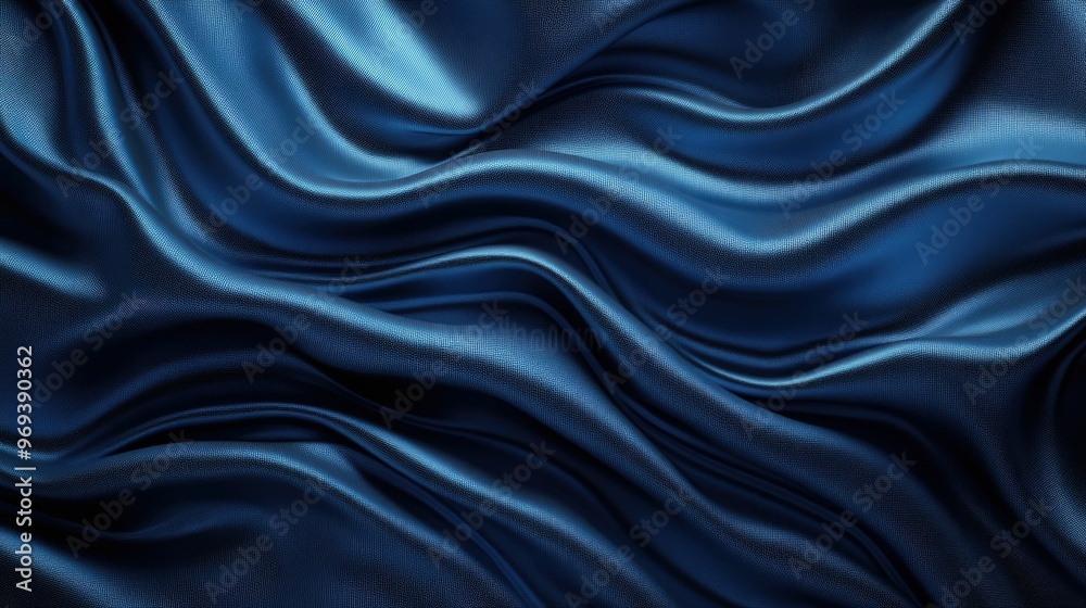 Fototapeta premium Smooth, flowing blue fabric texture with elegant waves.