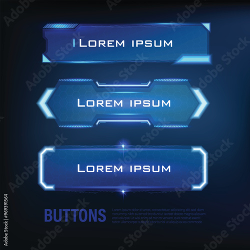 button collection sci-fi style set color blue 14