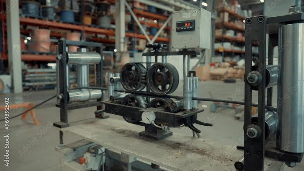 Process of unscrewing the cable reel with a digital machine in a cable factory Process of unscrewing the cable reel with a digital machine in a cable factory