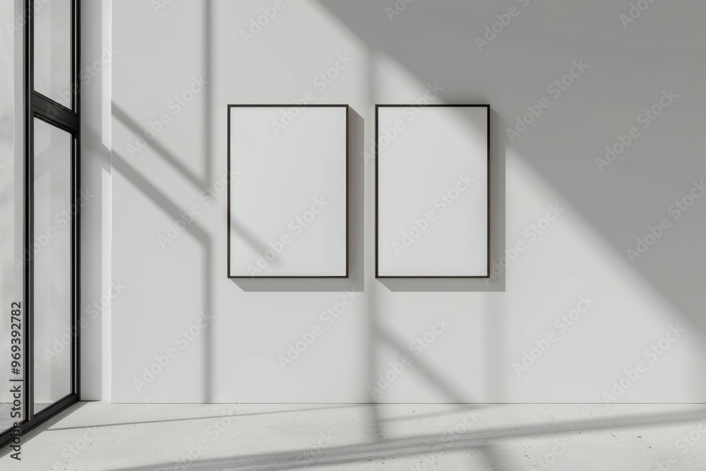 Blank picture wood frame mockups on the white wall Blank picture wood frame mockups on the white wall