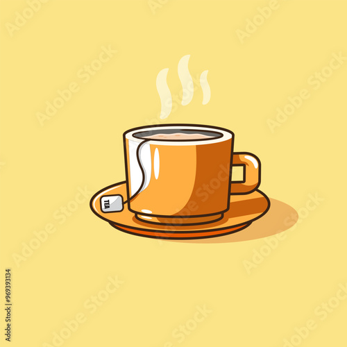 hot tea in the cup illustration