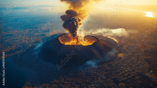Volcanic eruption with lava...