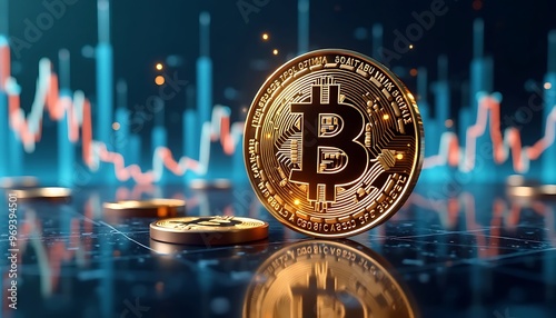 A futuristic scene of cryptocurrency trading,crypto trading