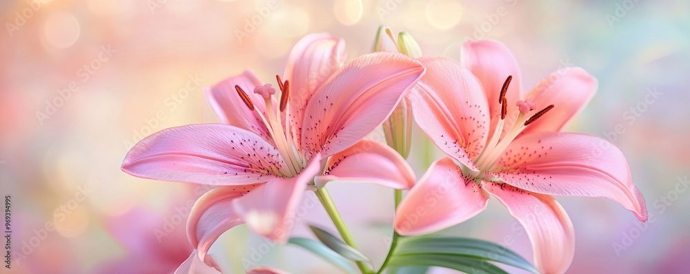 Pink lilies in a soft focus floral Pink lilies in a soft focus floral