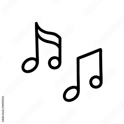 Music notes icon, minimalist style, black and white, musical symbol illustration 