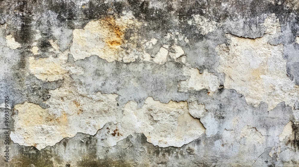Fototapeta premium Textured wall with peeling paint and weathered surface.