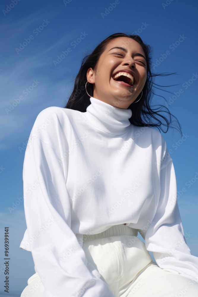 Woman laughing with joy