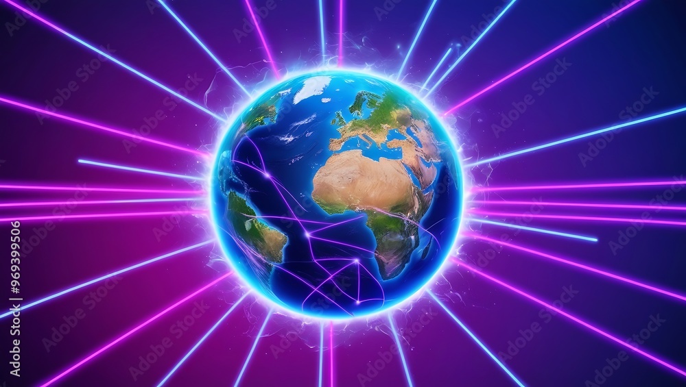 Obraz premium Abstract network technology background with dots and lines on a white canvas, representing AI systems, digital connectivity, and data flow in a clean, modern, and minimalist design