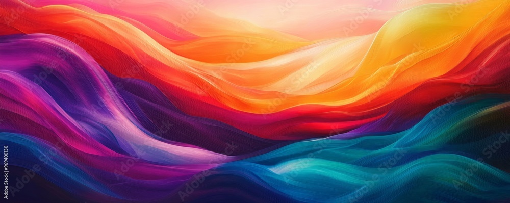 Abstract vibrant wave pattern in warm and cool colors Abstract vibrant wave pattern in warm and cool colors