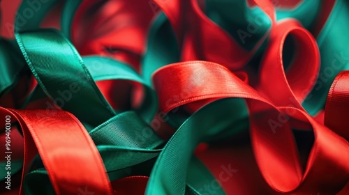 Red and Green Satin Ribbons