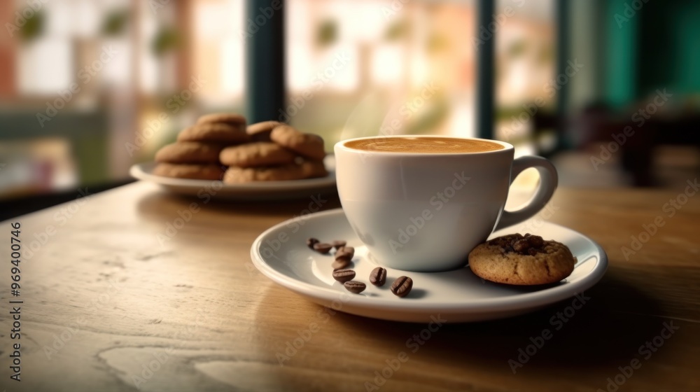 Fototapeta premium Coffee and Cookie Break at a Cafe