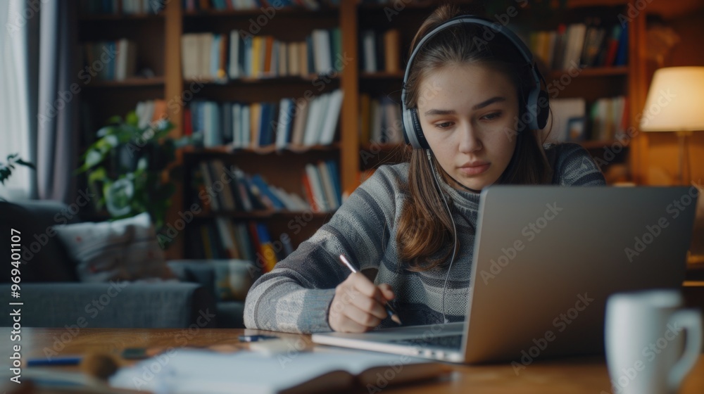 Young Woman Focused at Home Young Woman Focused at Home