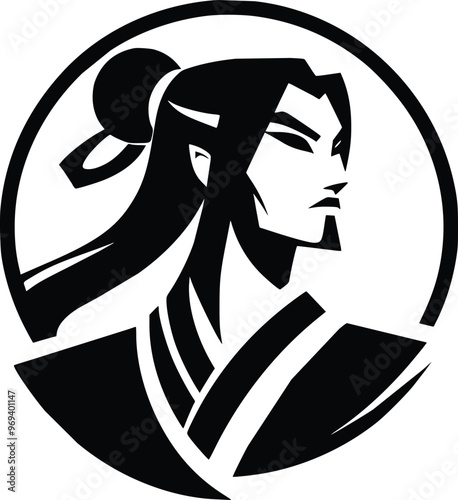 Legendary Hero Mulan Black and White Illustration