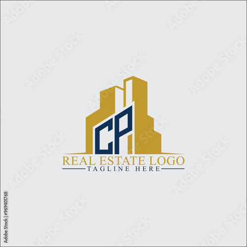 Modern CP Real Estate Logo Design with Building Silhouettes