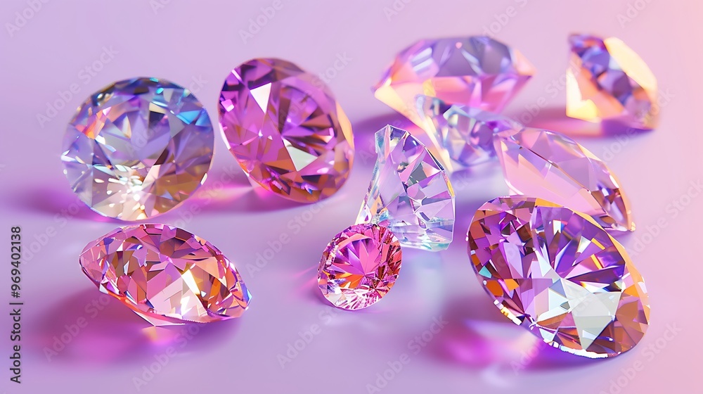 Large gems set on a violet backdrop Large gems set on a violet backdrop
