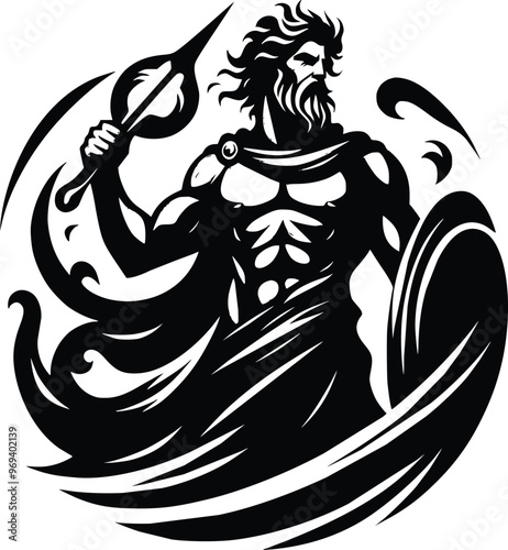 Black and White Illustration of Legendary Hero Aeneas