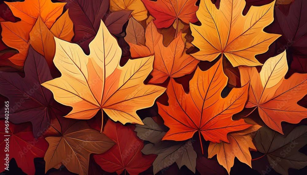 autumn maple leaves. vibrant and colorful arrangement of autumn leaves. autumn leaves background. leaves background