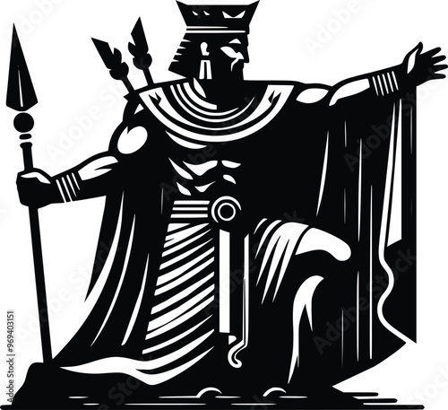 Black and White Illustration of the Legendary Hero Gilgamesh