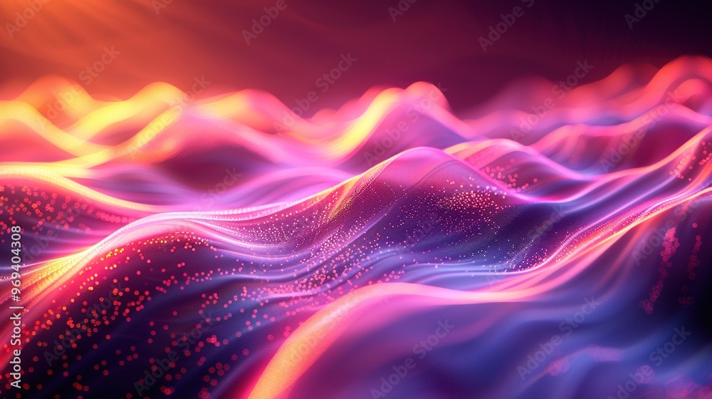 Science fiction colorful gradient wave shaped regular flowing light