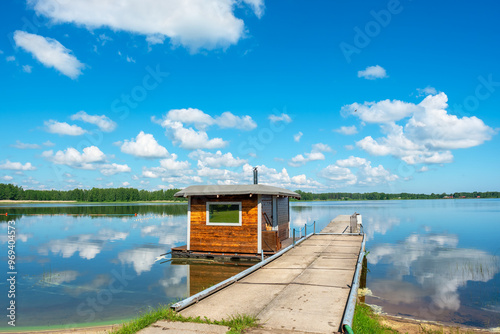 Obraz na płótnie Finnish sauna by Lake w salonie