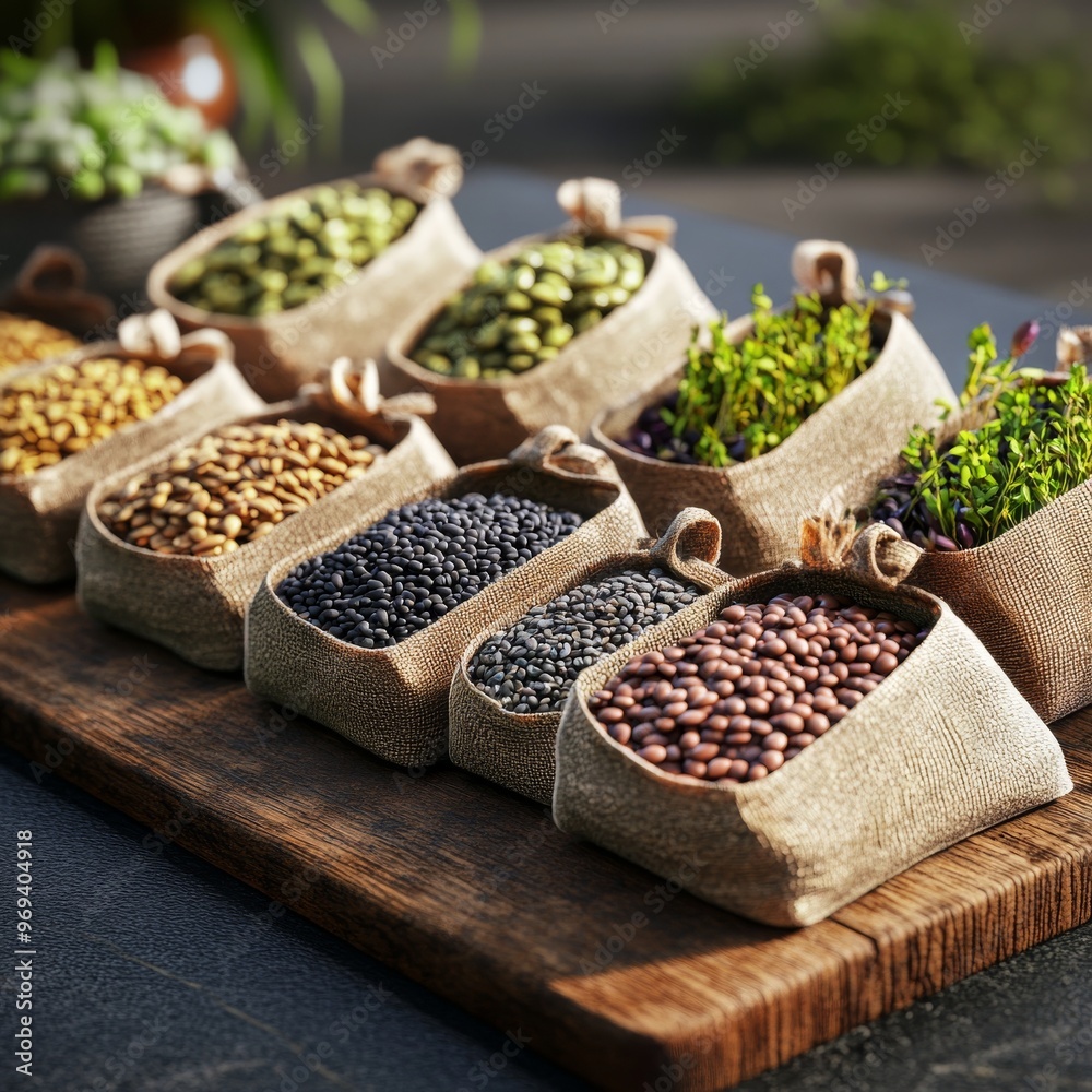 Spices and herbs, a colorful display of healthy, dried ingredients in a bustling market, offering a variety of flavors for any cuisine Spices and herbs, a colorful display of healthy, dried ingredients in a bustling market, offering a variety of flavors for any cuisine