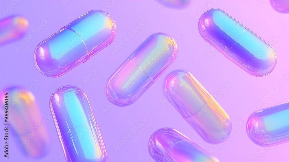 Colorful Futuristic Medical Capsules in Vibrant Studio Backdrop Colorful Futuristic Medical Capsules in Vibrant Studio Backdrop