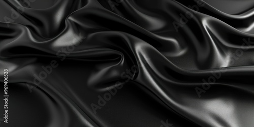 Smooth black fabric draped in elegant folds.