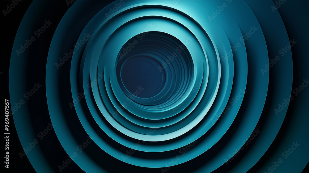 A captivating digital artwork with a series of concentric, spiraling rings. These rings are rendered in varying shades of blue, transitioning from a deep navy at the outermost layer to a lighter A captivating digital artwork with a series of concentric, spiraling rings. These rings are rendered in varying shades of blue, transitioning from a deep navy at the outermost layer to a lighter