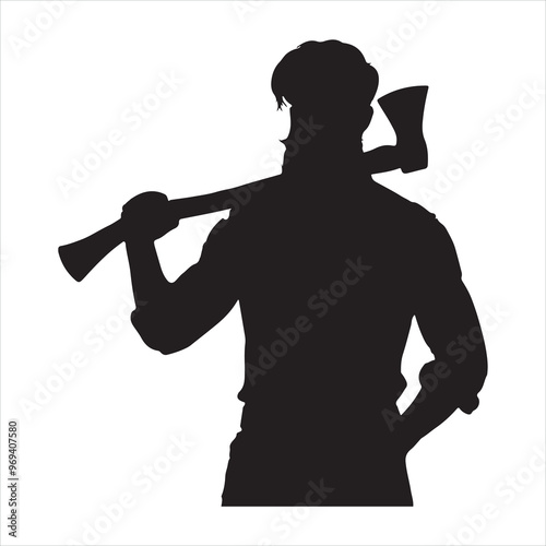 lumber jack ,lumber jack silhouette on white background
