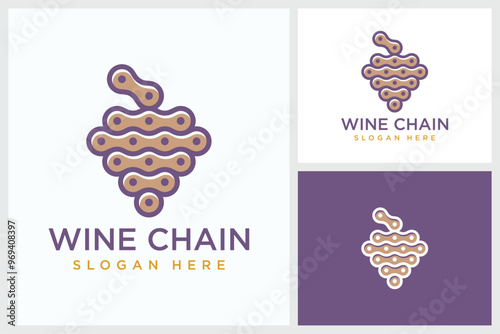 Wine Chain Design Inspiration. Wine Chain Symbol Vector Logo Design Template, Wine Chain Logo Design Vector Illustration