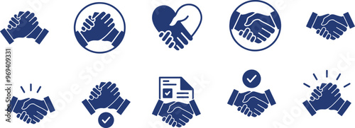 Set of handshake and warm relationship icons