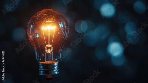 A lightbulb glowing against a dark background, symbolizing a moment of inspiration and new ideas in a creative concept photo