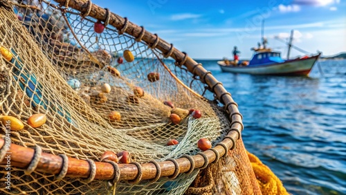 A fine-meshed net captures small fish with precision, often used in coastal waters to ensnare delicate catches with minimal bycatch and maximum sustainability. photo