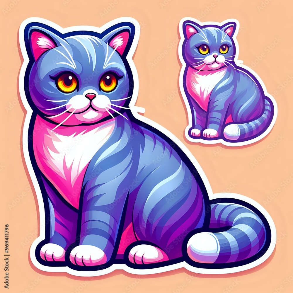 Obraz premium Vibrant Spectrum: A Colorful Feline Portrait