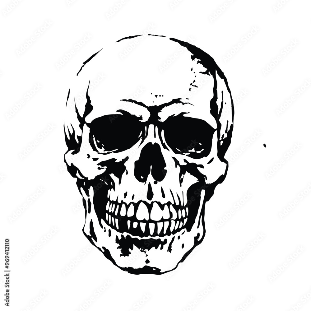 Fototapeta premium skull bone stencil hand drawn vector illustration