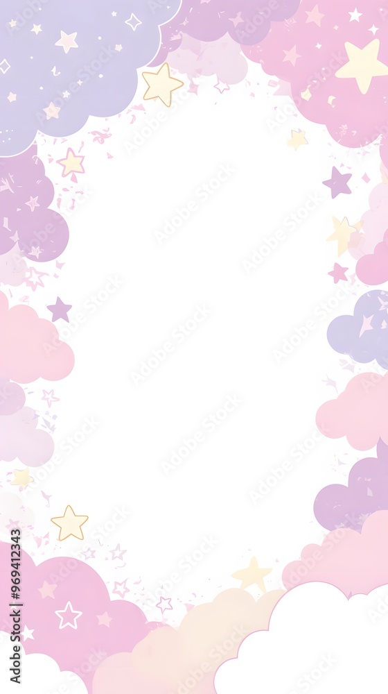 Pastel Pink and Purple Cloud and Star Frame Border Pastel Pink and Purple Cloud and Star Frame Border