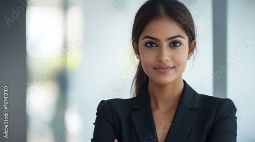 beautiful Indian business woman on white background