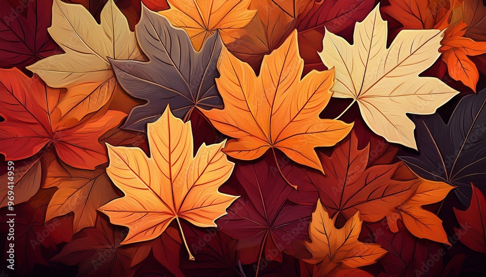 autumn maple leaves. vibrant and colorful arrangement of autumn leaves. autumn leaves background. leaves background