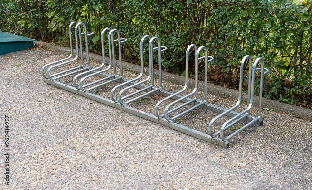City Bicycle Parking, Bike Station Modern Bike Storage, Security Concept, Empty Street Bicycle Parking City Bicycle Parking, Bike Station Modern Bike Storage, Security Concept, Empty Street Bicycle Parking