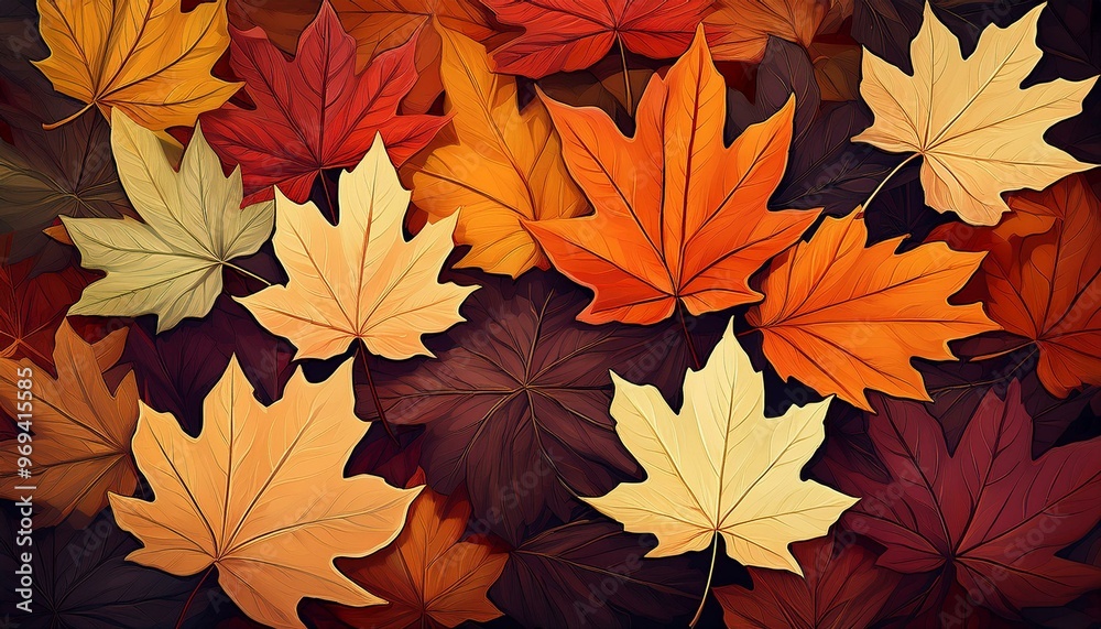 autumn maple leaves. vibrant and colorful arrangement of autumn leaves. autumn leaves background. leaves background