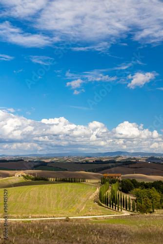 Typical Tuscan landscape in Val d'orcia, Italiy photo