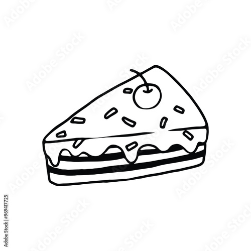 illustration of a cake slice topped with a cherry.