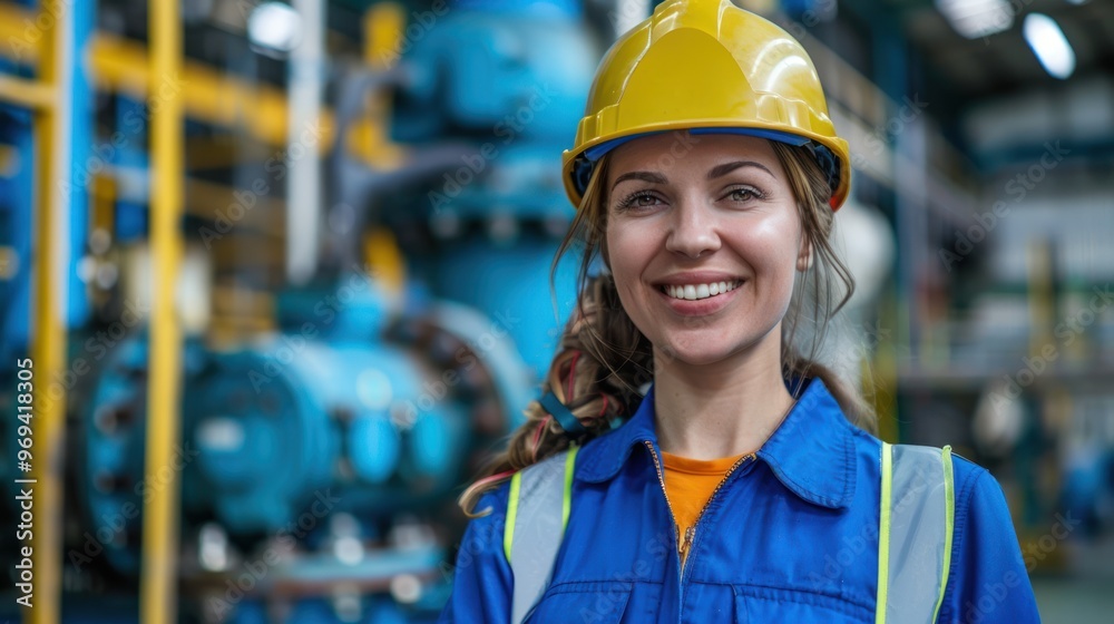 Portrait of Female engineer happy with workplace on white background Portrait of Female engineer happy with workplace on white background