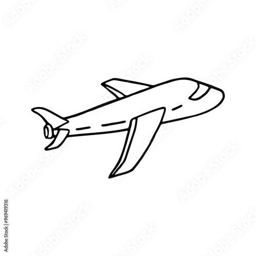 hand-drawn illustration of an airplane in flight.