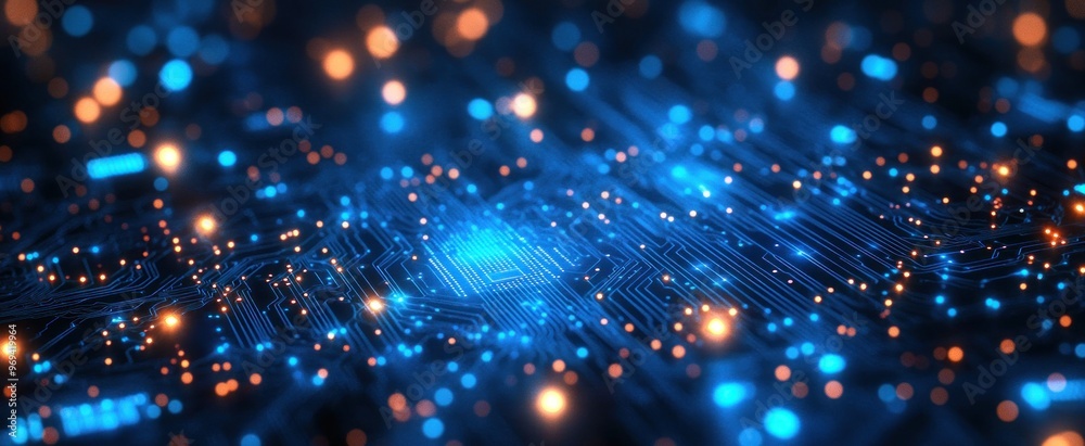 Circuit Board with Glowing Lights Circuit Board with Glowing Lights