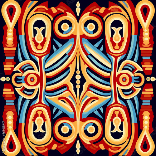  Seamless pattern featuring various elements and symbols ,tribal pattern ,Generated By Ai

 photo