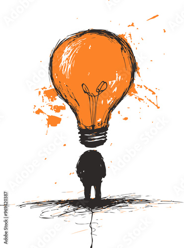 Creative Concept of Person with Light Bulb Idea